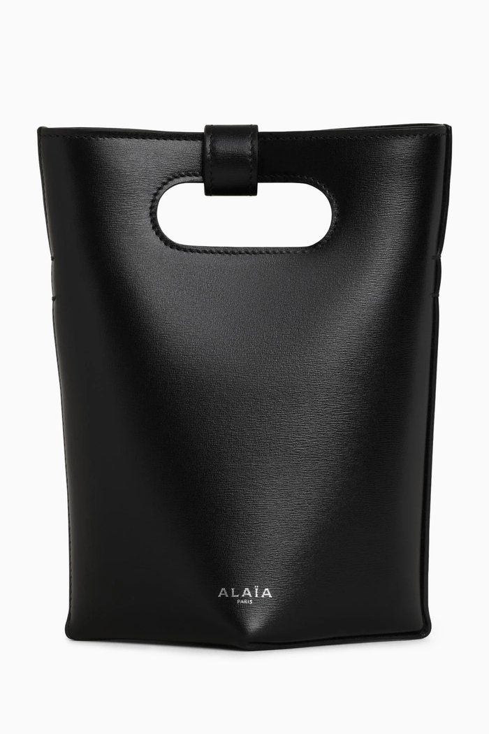 

Small Folded Tote Bag in Leather, Black