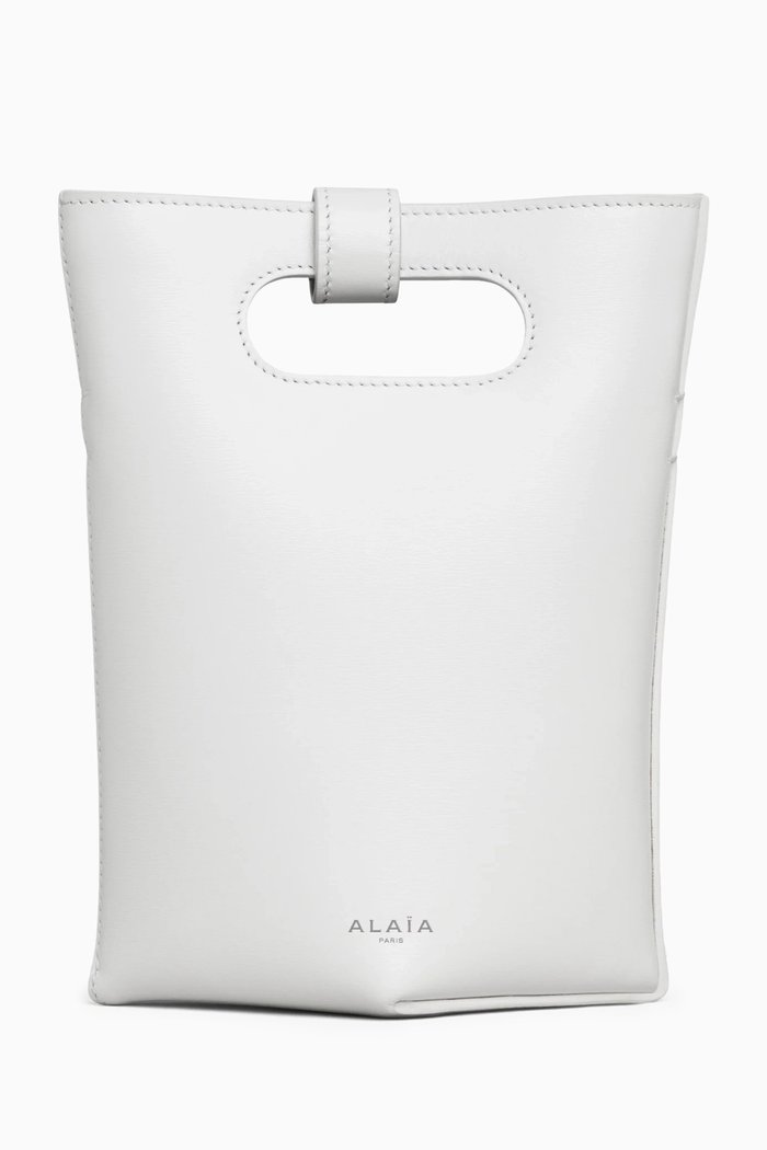 

Small Folded Tote Bag in Leather, White