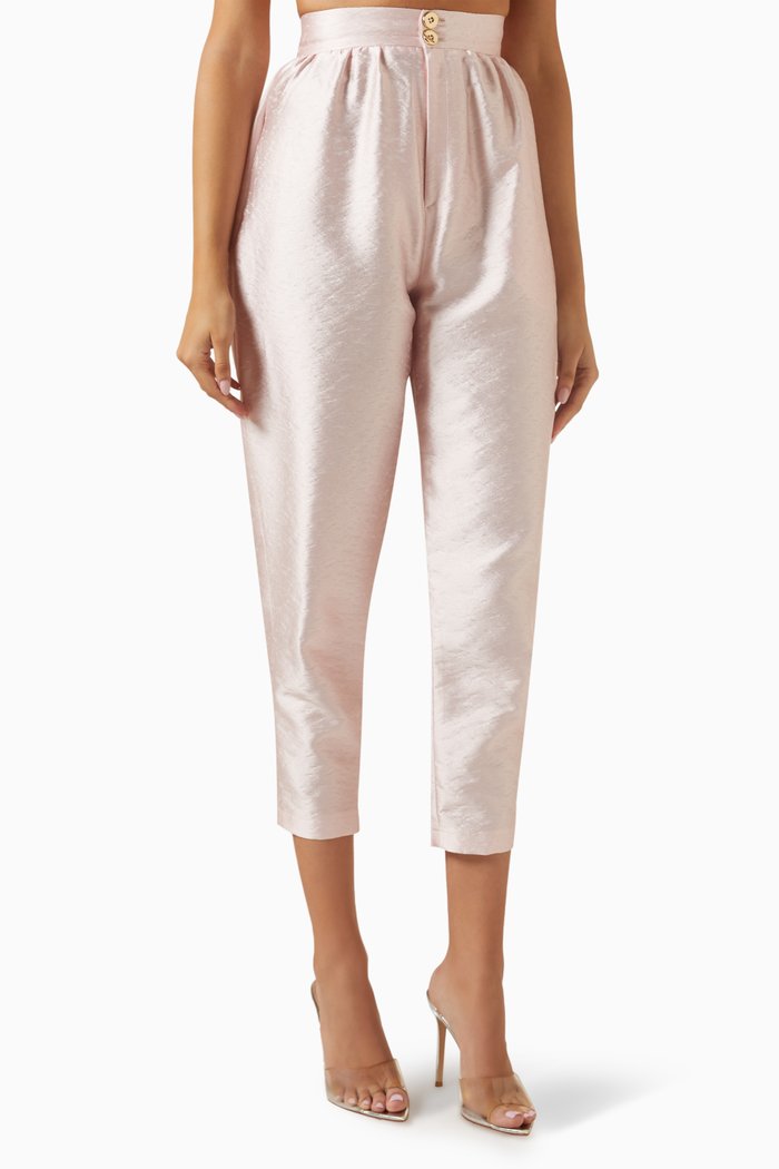 

Tapered Pants in Textured Fabric, Pink