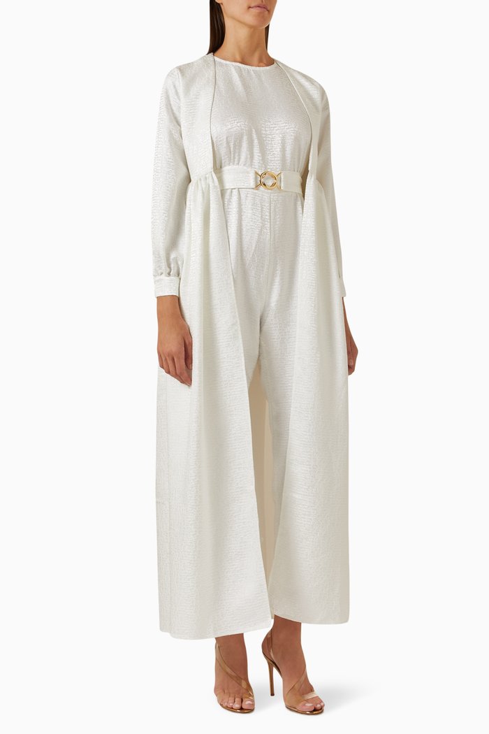

Cape-style Belted Jumpsuit, Neutral