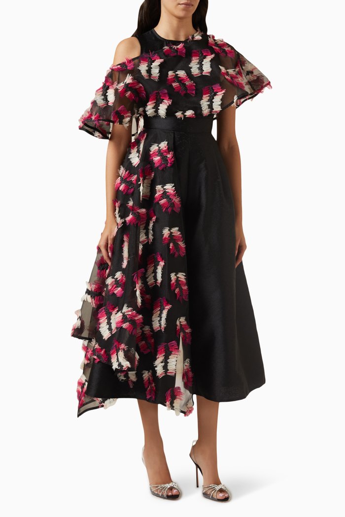 

Ruched Overlay Jumpsuit in Polyester, Black