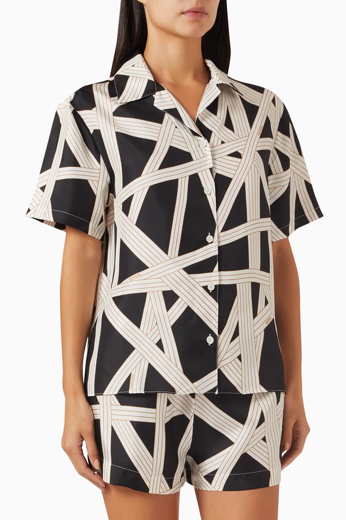 

Nastri Short Pyjama Set in Silk, Black