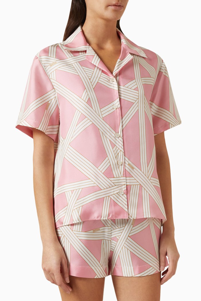 

Nastri Short Pyjama Set in Silk, Pink
