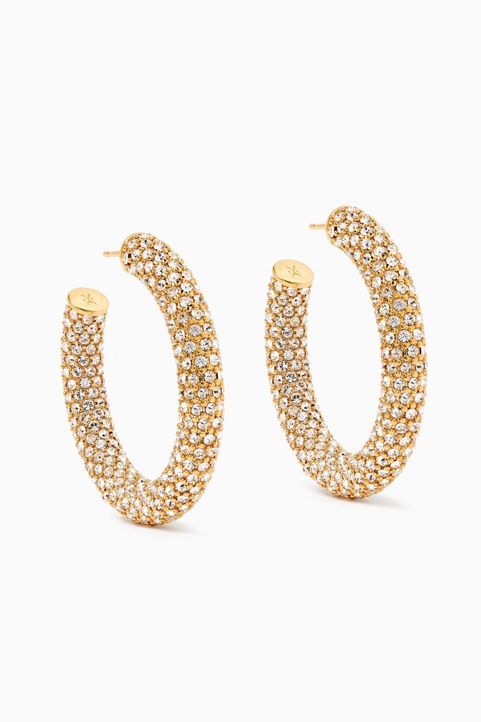

Medium Cameron Crystal-embellished Hoop Earrings, White