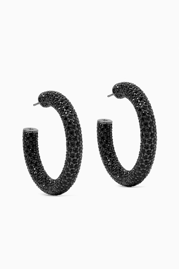 

Medium Cameron Crystal-embellished Hoop Earrings, Black