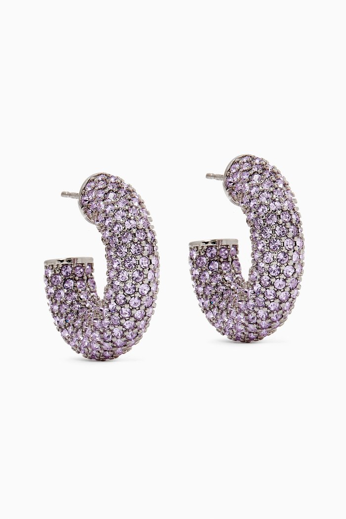 Small Cameron Crystal-embellished Hoop Earrings, Purple