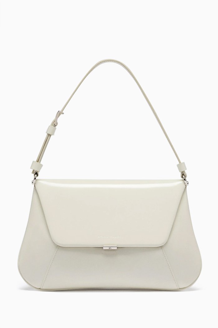 

Small Ami Shoulder Bag in Brushed Leather, Neutral