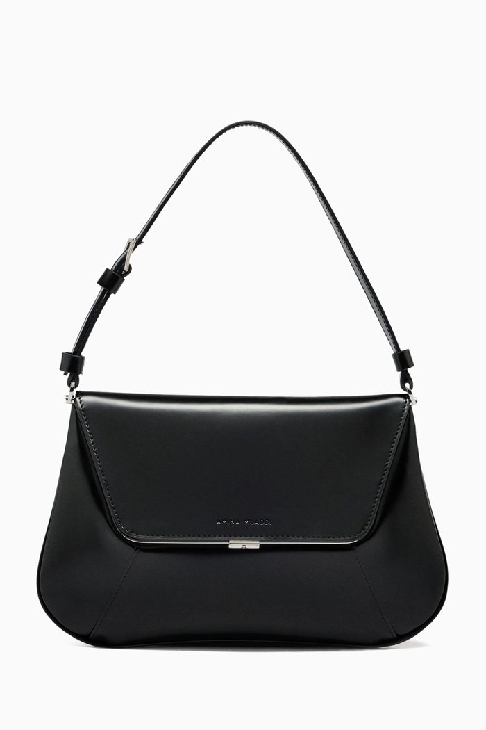 

Small Ami Shoulder Bag in Brushed Leather, Black