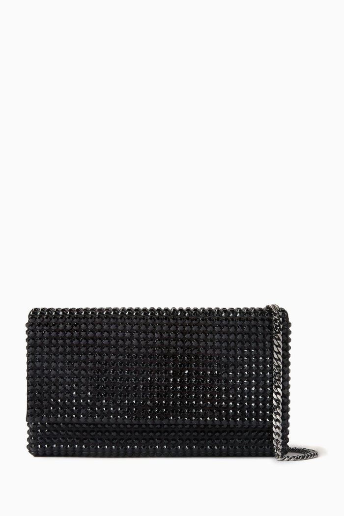 

Super Amini Paloma Crystal Clutch in Satin, Black