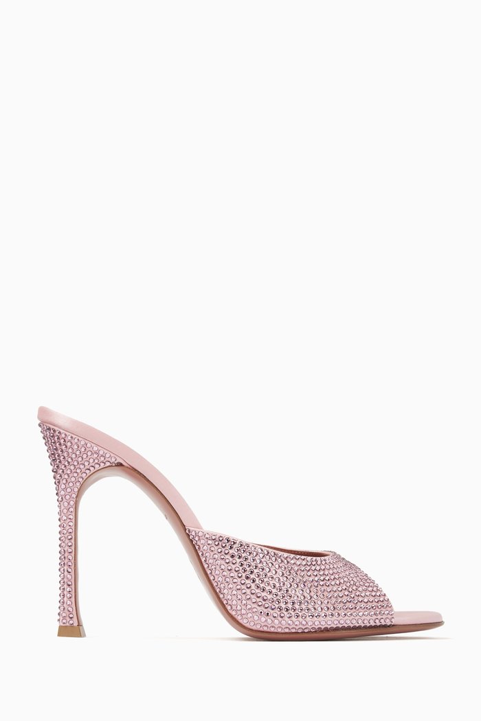 

Alexa 105 Crystal Mule Sandals in Satin, Pink