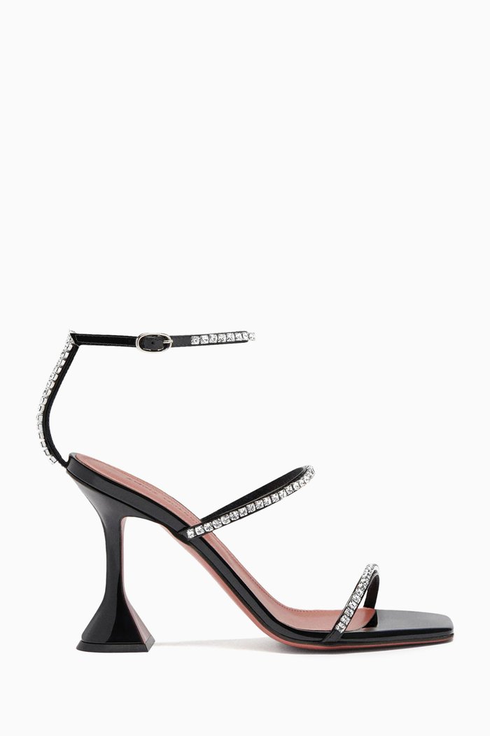 

Gilda 95 Crystal Sandals in Patent Leather, Black