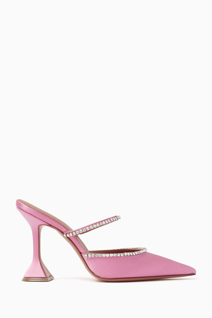 

Gilda 95 Embellished Mules in Satin, Pink