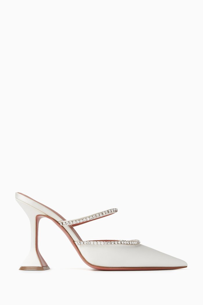 

Gilda 95 Embellished Mules in Satin, White