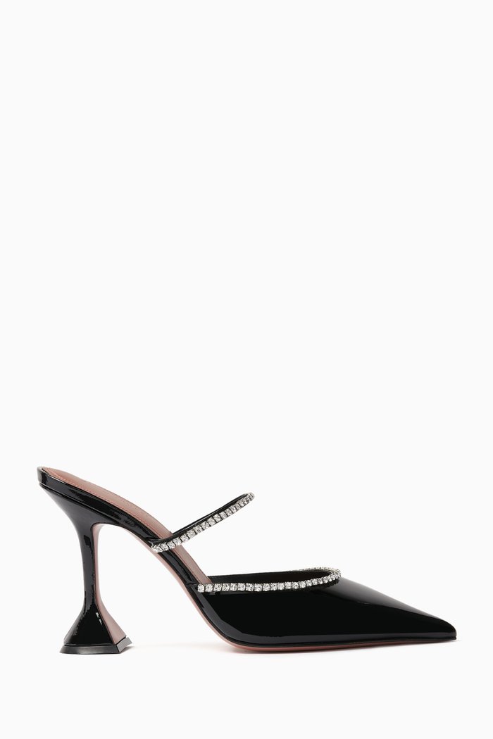 

Gilda 95 Crystal Mules in Patent Leather, Black