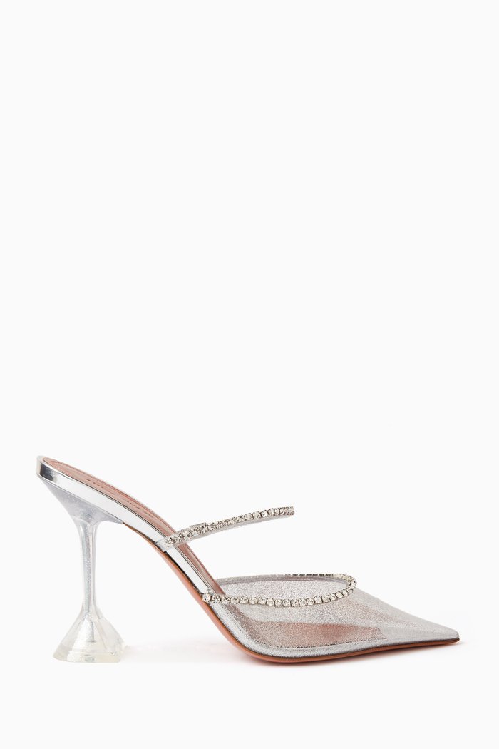 

Gilda 95 Glass Mules in Glitter PVC, Silver
