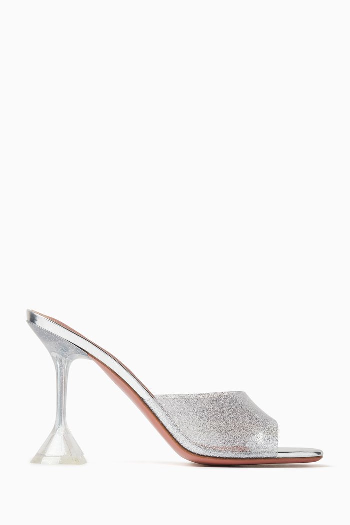 Lupita 95 Glitter Mule Sandals in PVC, Silver