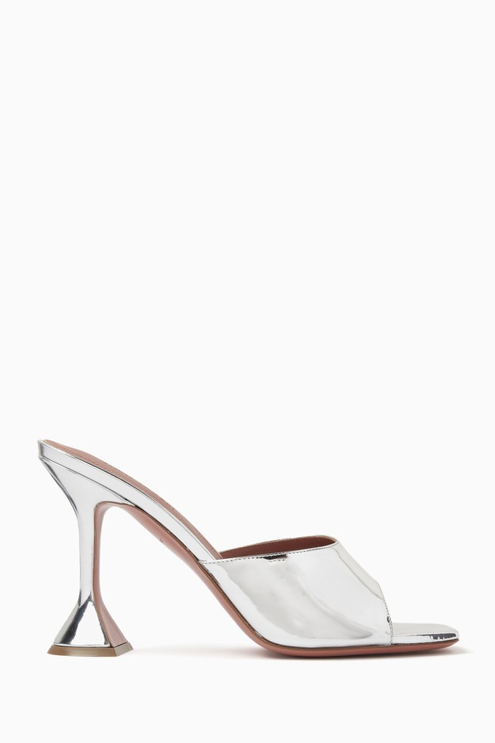 

Lupita 95 Mule Sandals in Metallic Leather, Silver