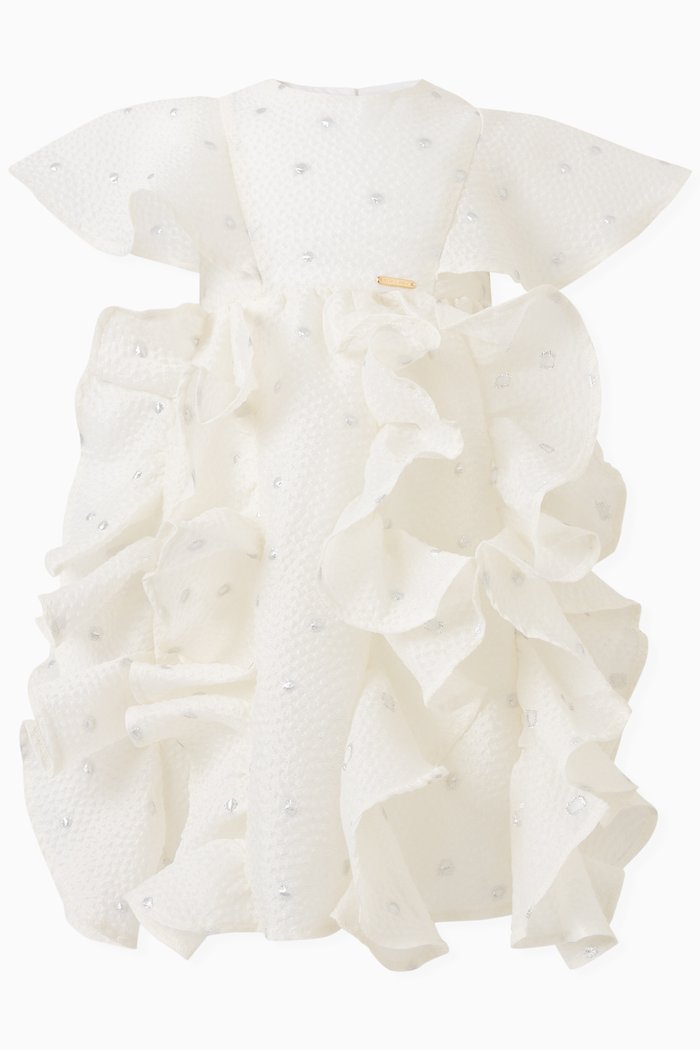 

Ruffled Cap Sleeve Dress, White