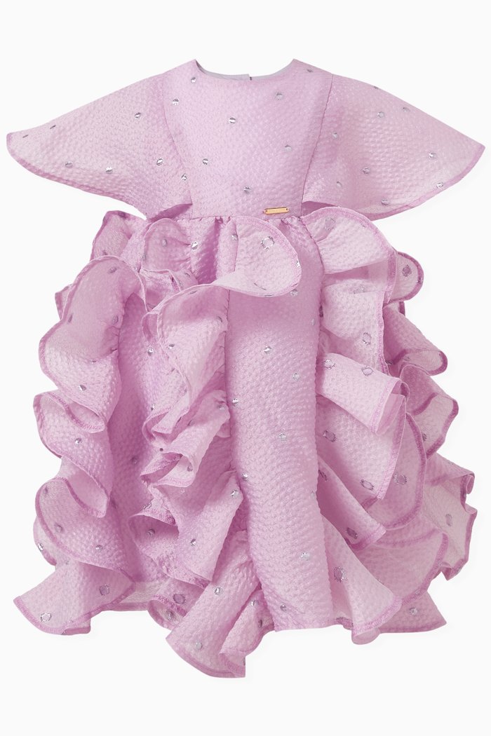 

Ruffled Short Sleeved Dress, Purple