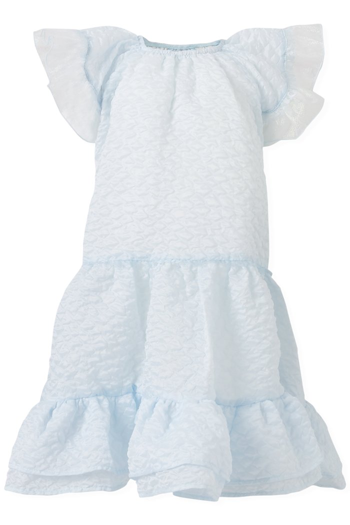 

Sheer Sleeve Dress, Blue