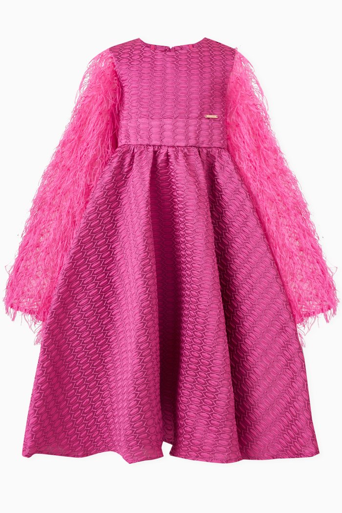 

Feather Sleeve Dress, Pink