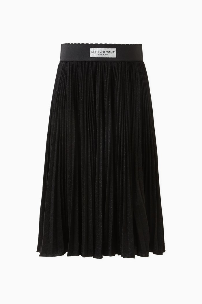 

Pleated Logo Skirt, Black