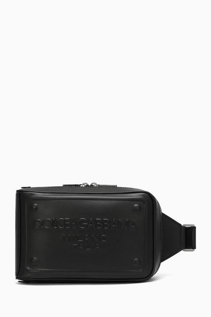 

Logo-embossed Belt Bag in Leather, Black