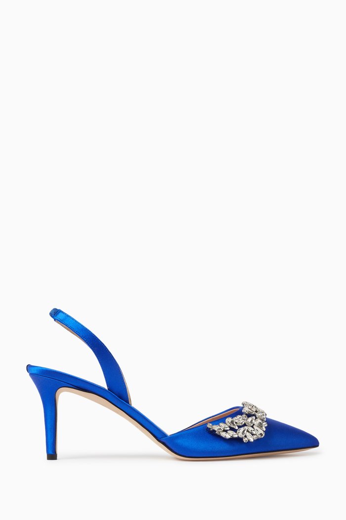 

Frieze 70 Crystal-embellished Slingback Pumps in Satin, Blue
