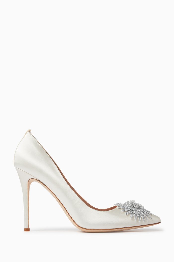 

Safa 100 Embellished Mules in Satin, Neutral