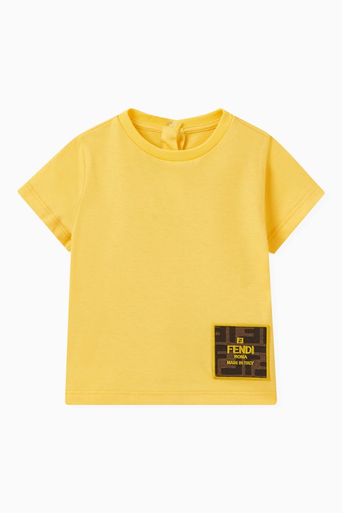 Logo-patch T-shirt in Cotton, Yellow