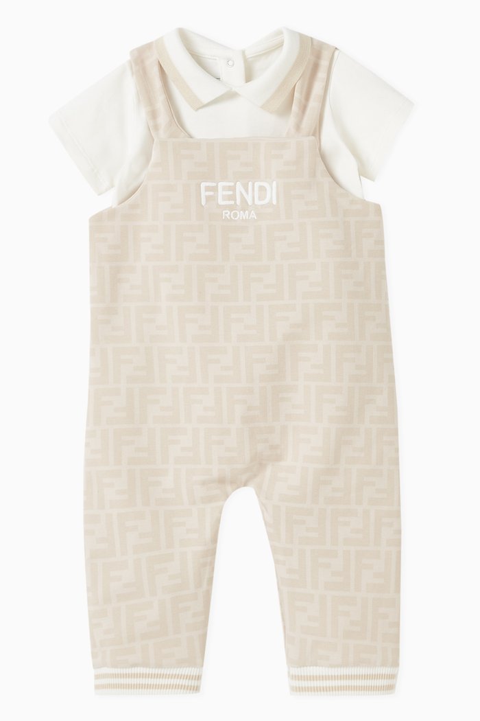 

Logo Bodysuit & Overall Set in Fleece, Neutral