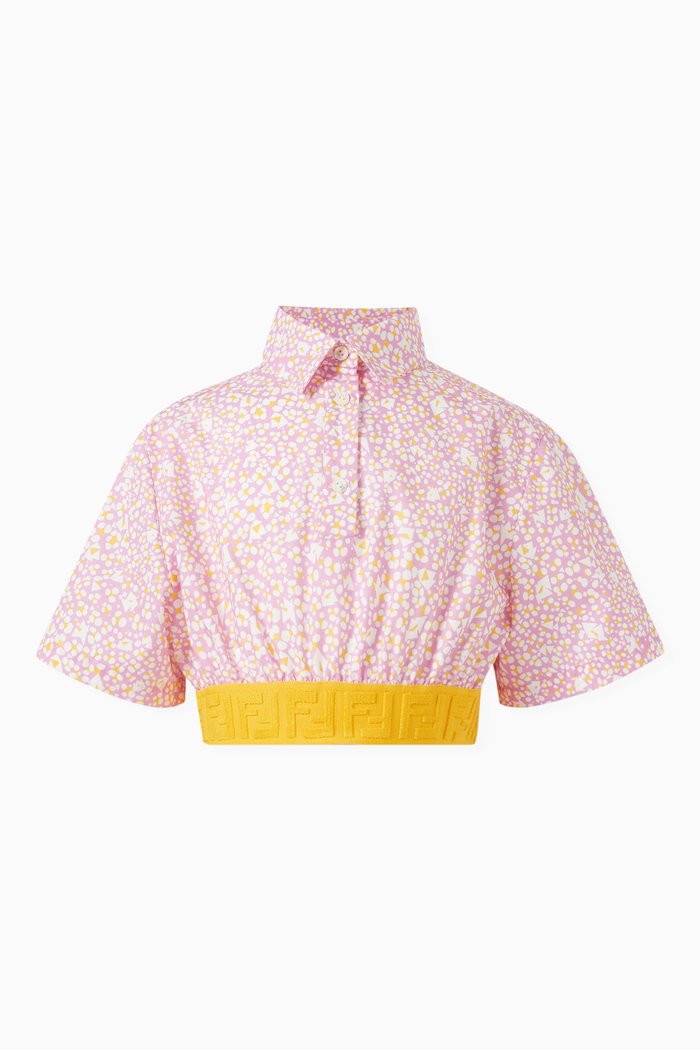 

Animal Print Polo Shirt in Cotton, Pink