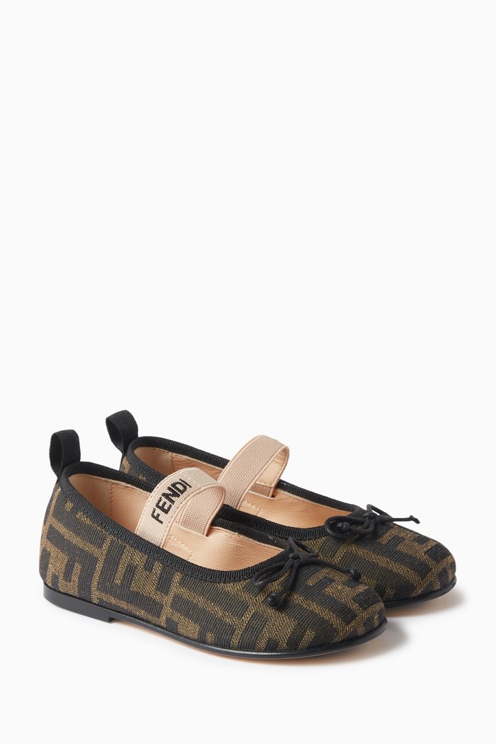 

FF Monogram Ballerinas in Cotton, Black