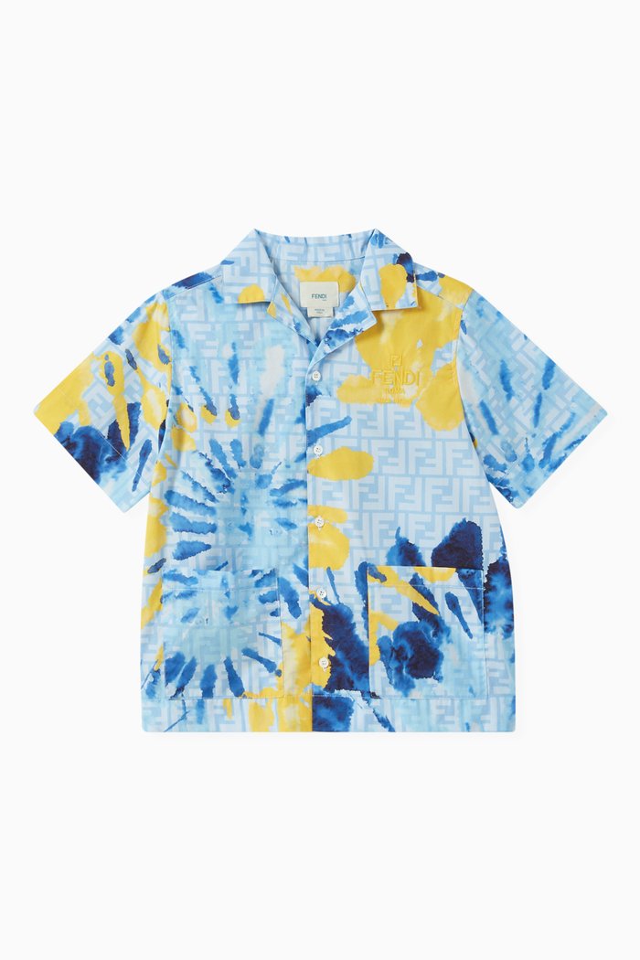 

Tie-dye Logo Bermuda Shorts in Poplin, Blue