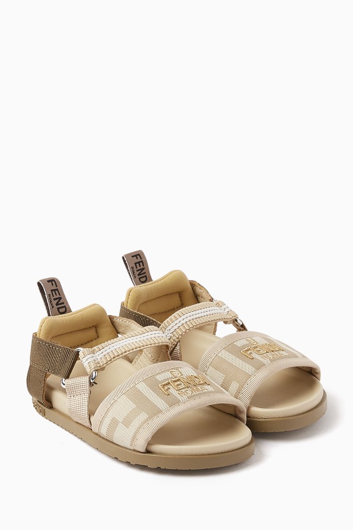 

FF Logo Sandals in Fabric, Neutral