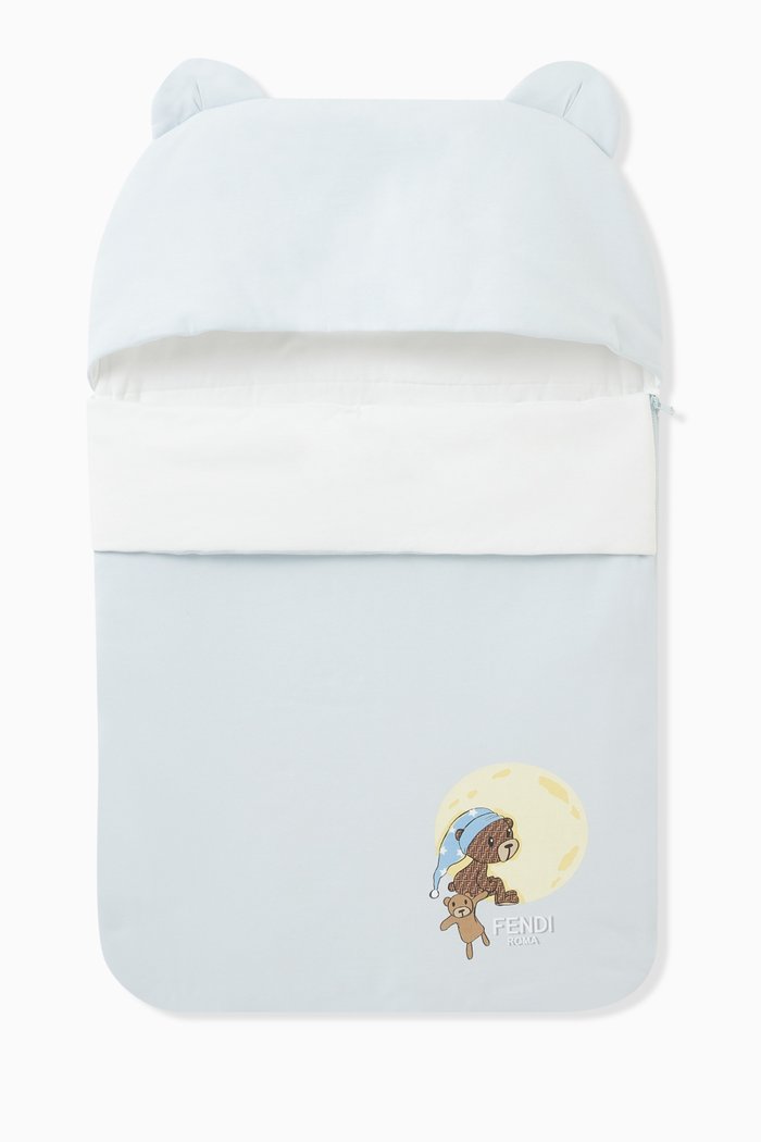 

Teddy-print Sleeping Bag in Cotton, Blue