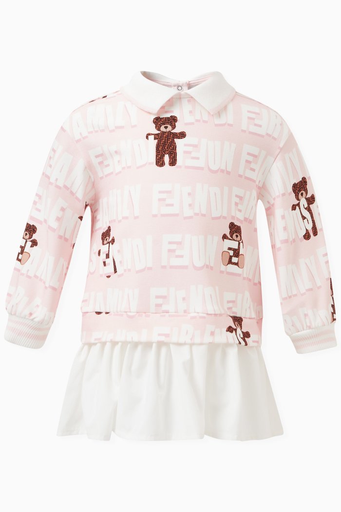 

Teddy Logo Dress in Cotton Blend, Pink