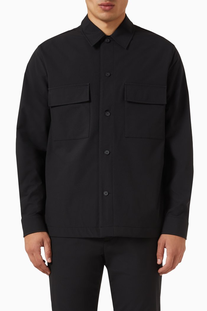

Shirt Jacket in Tech Dobby Fabric, Black
