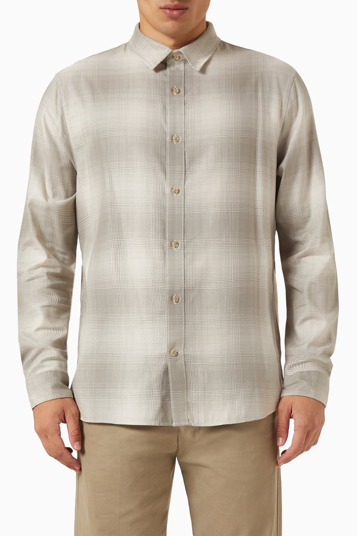 

Forest Shadow Plaid Shirt in Cotton-blend Twill, Neutral