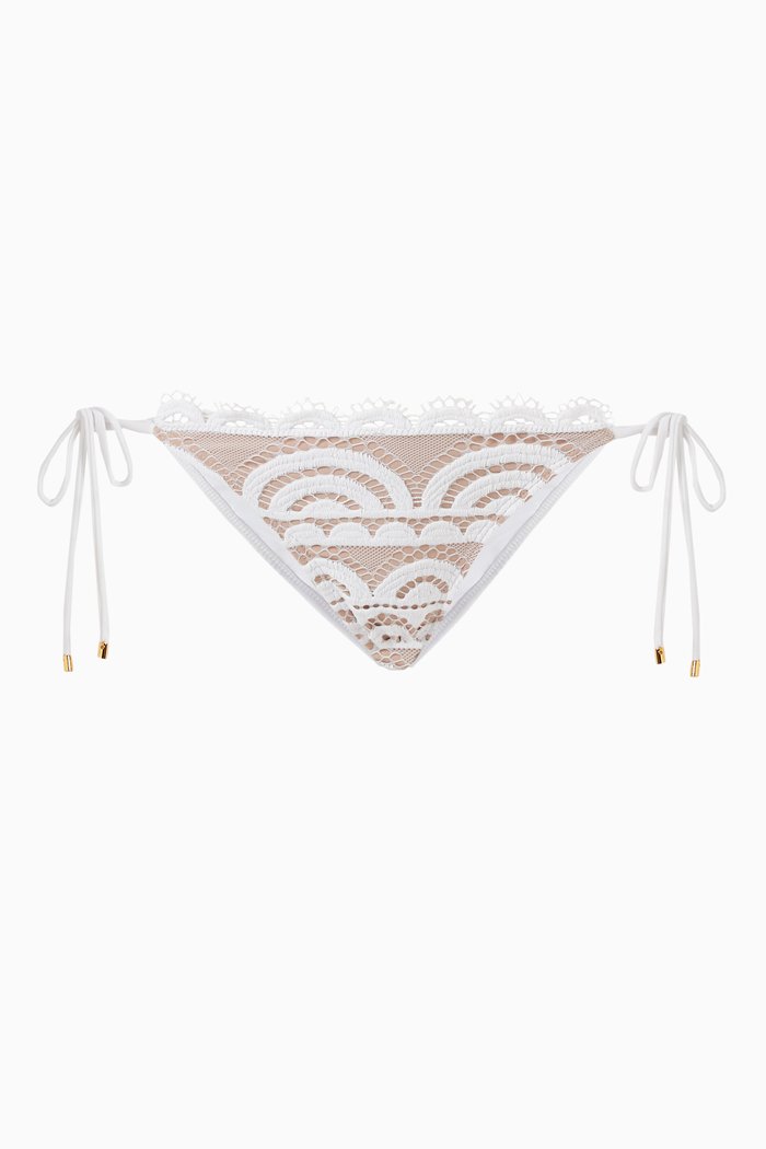 Tie Teeny Bikini Briefs in Lace, White