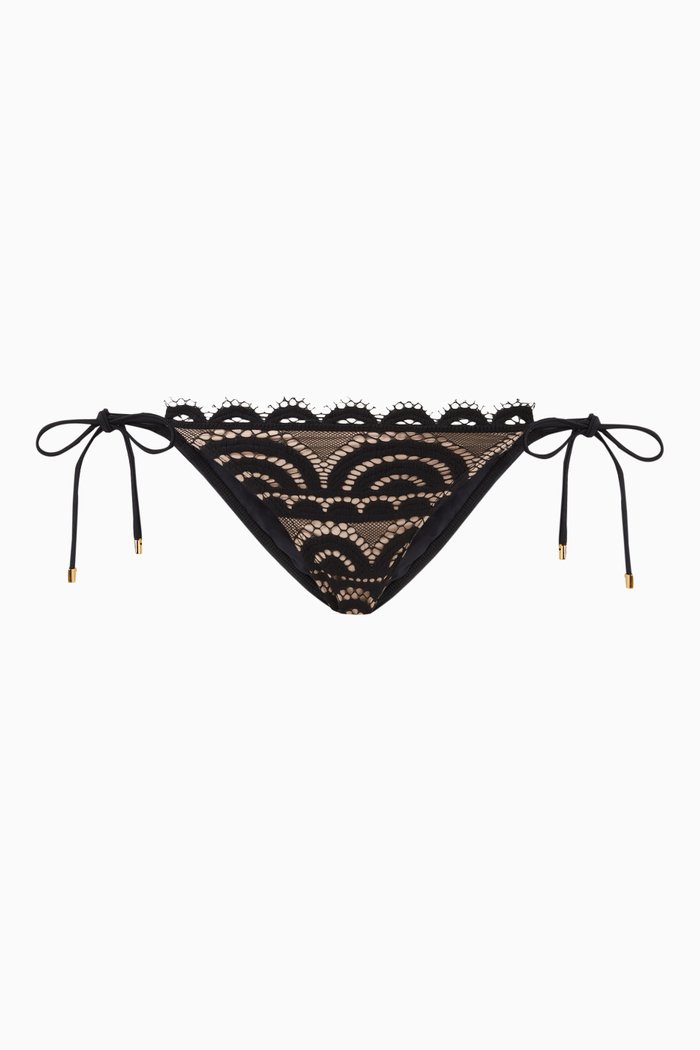 Midnight Lace Tie-up Bikini Briefs, Black