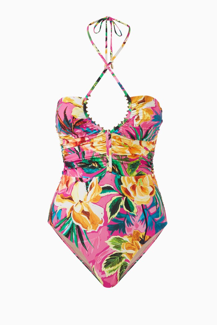 

Embroidered One-piece Swimsuit, Multicolour