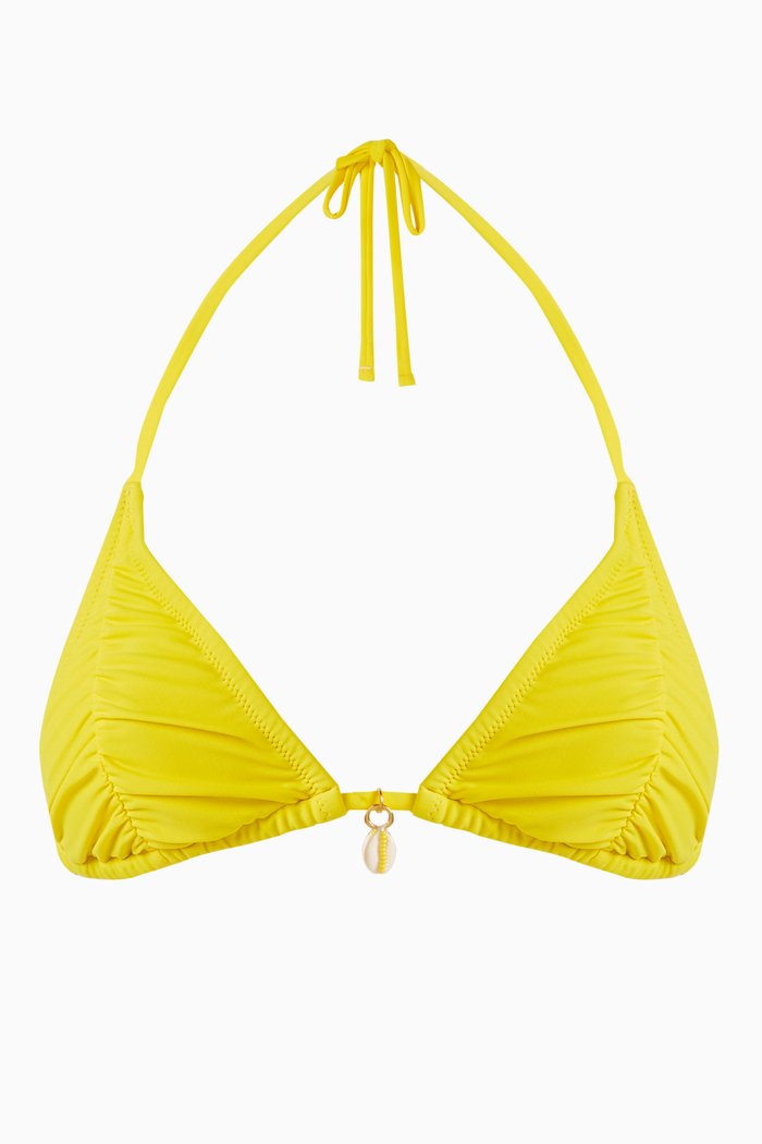 

Ruched Triangle Bikini Top, Yellow
