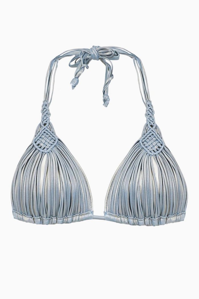 Mila Triangle Bikini Top, Silver