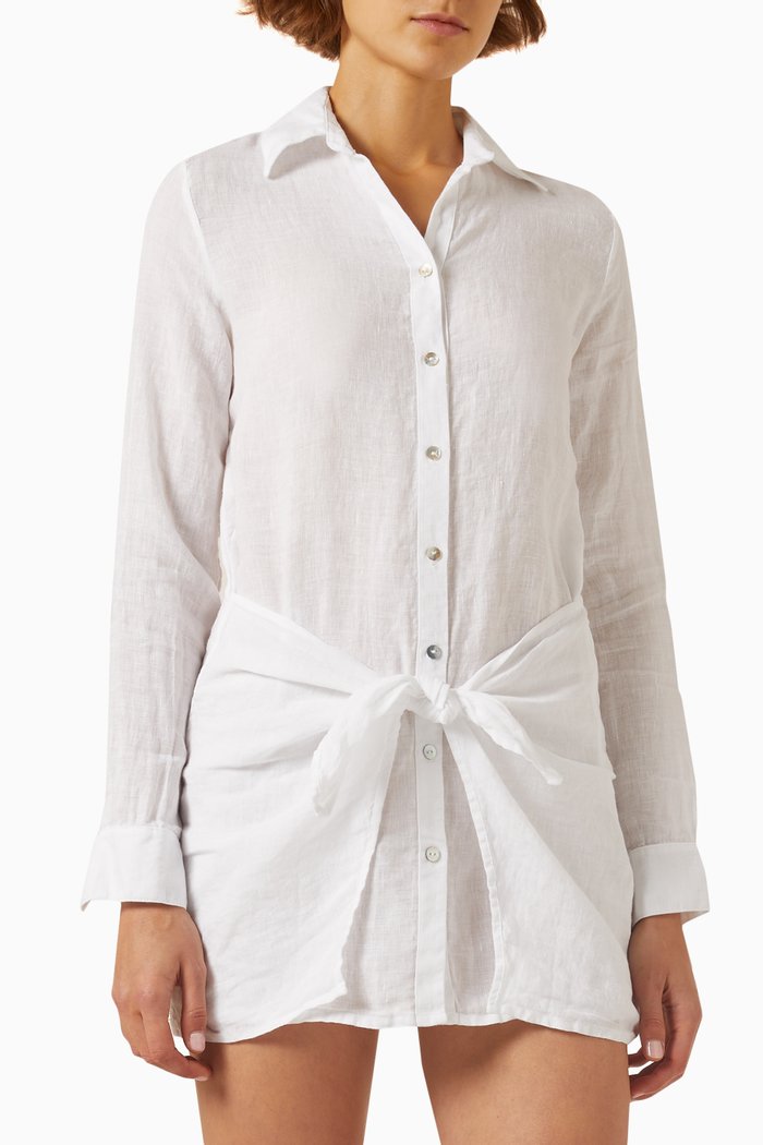 

Rory Button Cover-up in Linen, White