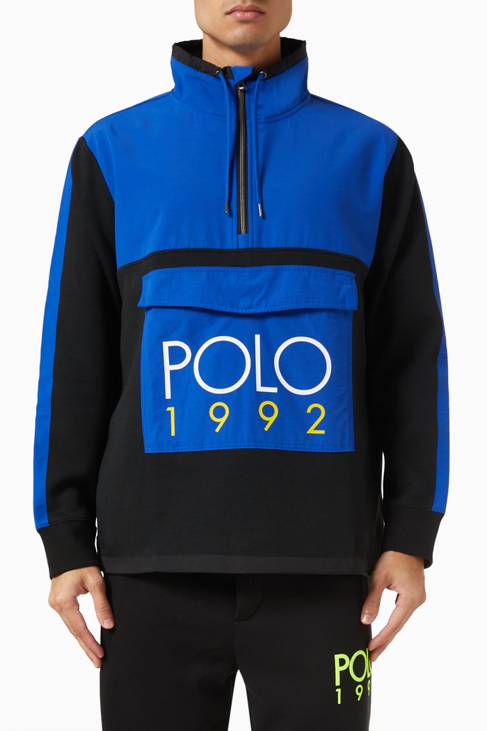 

1992 Logo Hybrid Sweatshirt in Cotton Blend, Blue