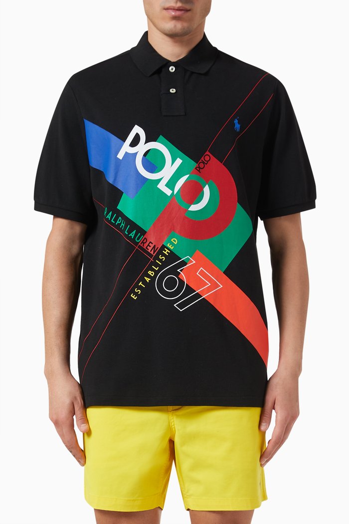 

Logo Graphic Polo Shirt in Cotton, Black