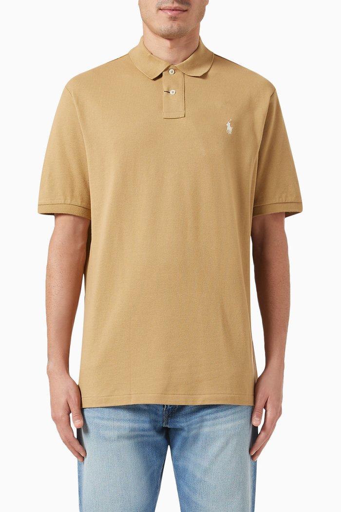

Signature Polo Shirt in Cotton Knit, Brown
