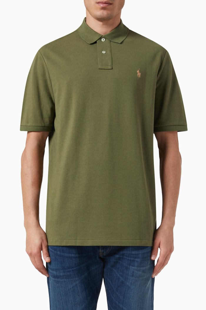 

Mesh Polo Shirt in Cotton, Green