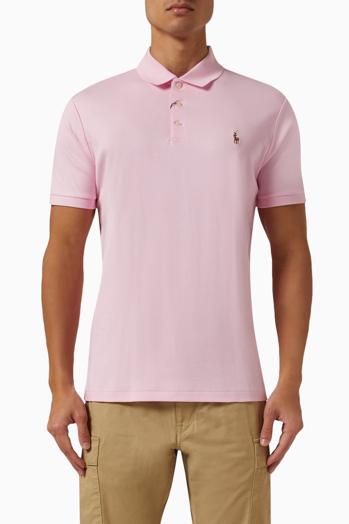 Pony Polo Shirt in Cotton, Pink